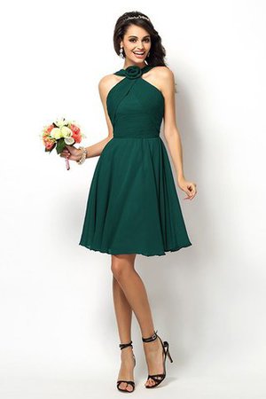 Robe demoiselle d'honneur naturel bref de col haut ligne a de princesse - Photo 9