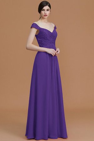 Robe demoiselle d'honneur naturel en chiffon de princesse de col en v a-ligne - Photo 30