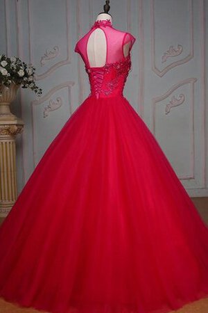 Robe de quinceanera avec gradins elevé avec perle avec manche épeules enveloppants - Photo 2