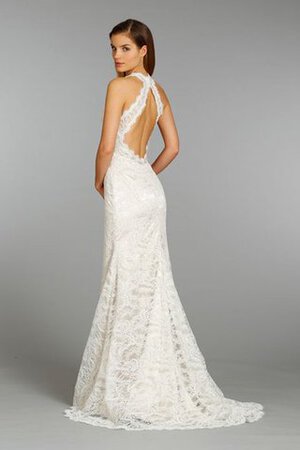 Robe de mariée simple avec perle entrecroisé jusqu'au sol collant - Photo 3