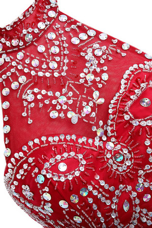 Robe de bal exclusif avec perles avec perle avec sans manches satin extensible - Photo 4