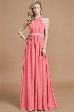 Robe demoiselle d'honneur manche nulle avec zip ruché jusqu'au sol en chiffon - Photo 34