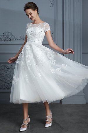Plissiertes Ausgezeichnet Informelles Glamouröses Wadenlanges Brautkleid - Bild 6