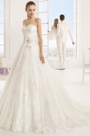 Robe de mariée moderne broder avec fleurs ligne a en tulle - Photo 1