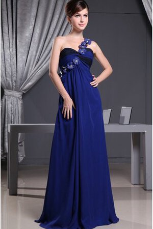 Ein Schulter gerüschtes Chiffon langes Abendkleid mit Blume - Bild 1
