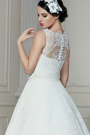 Robe de mariée naturel facile elevé a-ligne avec fleurs - Photo 3