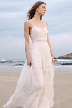 Enganliegendes Spaghetti Träger Ärmelloses Chiffon schick schlichtes Brautkleid - Bild 3