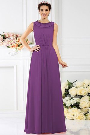 Boot-Ausschnitt Chiffon Reißverschluss Prinzessin Bodenlanges Brautjungfernkleid - Bild 4