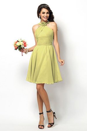 Robe demoiselle d'honneur naturel bref de col haut ligne a de princesse - Photo 8