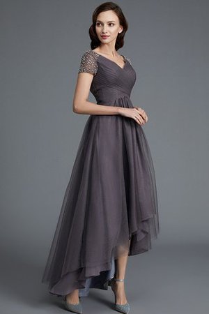 Robe mère de mariée de princesse avec manche courte en tulle ligne a asymétrique - Photo 3