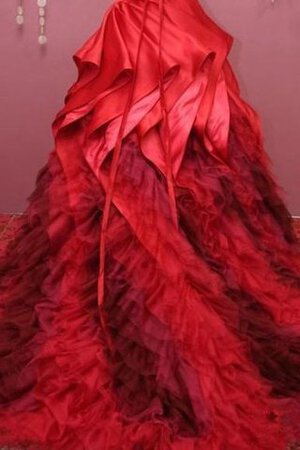 Tüll Perlenbesetztes normale Taille Spitze langes Quinceanera Kleid mit Rücken Schnürung - Bild 5