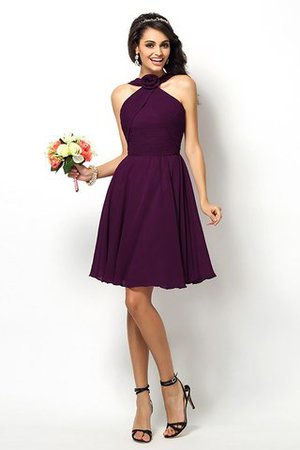 Robe demoiselle d'honneur naturel bref de col haut ligne a de princesse - Photo 14