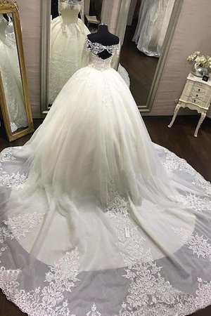 Robe de mariée brodé brillant de traîne longue decoration en fleur robe bouffante - Photo 3