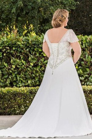 Robe de mariée naturel de traîne courte avec perle ligne a avec lacets - Photo 3