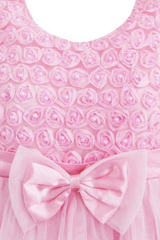 Natürliche Taile Tüll A-Linie Ärmellos knöchellanges Blumenmädchenkleid - Bild 2