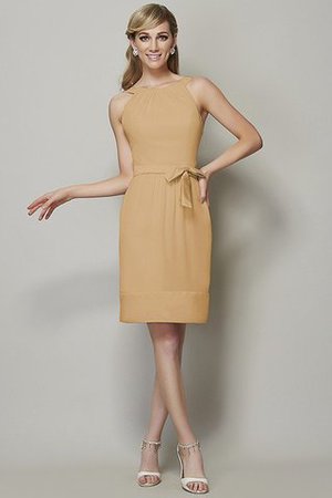Schaufel-Ausschnitt Reißverschluss Enganliegendes Knielanges Brautjungfernkleid aus Chiffon - Bild 11