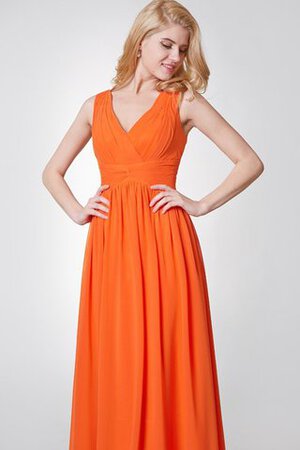 Plissiertes A-Line langes prächtiges Brautjungfernkleid aus Chiffon mit Rüschen - Bild 5