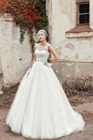 Ärmellos Schaufel-Ausschnitt Spitze ewiges normale Taille Brautkleid mit Bordüre - Bild 1