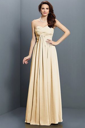 Herz-Ausschnitt Satin Ärmelloses Brautjungfernkleid mit Drapierung mit Plissierungen - Bild 6