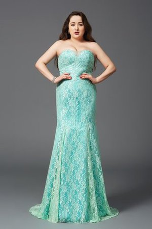 Robe de bal en satin collant manche nulle avec décoration dentelle de bustier - Photo 1