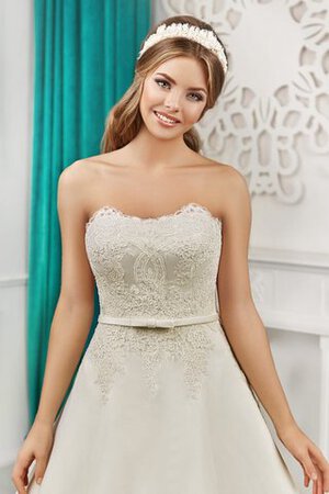Spitze halbe Ärmeln A-Line bodenlanges Brautkleid mit Applikation mit Schmetterlingsknoten - Bild 5