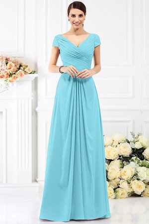 Robe demoiselle d'honneur plissage longue avec fronce a-ligne avec chiffon - Photo 3