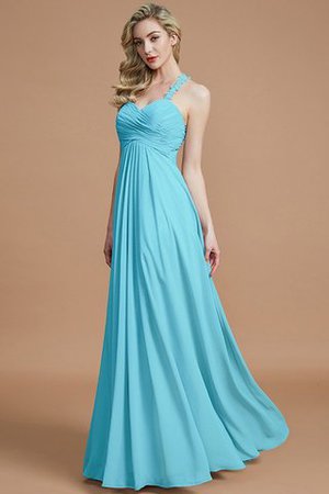 Robe demoiselle d'honneur avec zip jusqu'au sol manche nulle avec chiffon ruché - Photo 9