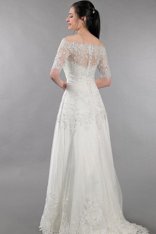 A-Line Sweep Zug rückenfreies luxus Brautkleid mit Applike mit Knöpfen - Bild 2