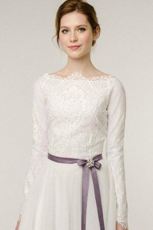 Robe de mariée classique facile modeste avec manche longue ceinture - Photo 3