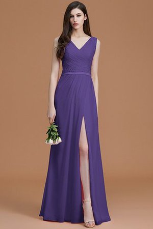 Normale Taille Gerüschtes Prinzessin Bodenlanges Brautjungfernkleid ohne Ärmeln - Bild 30