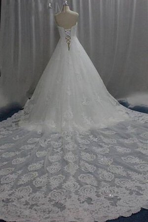 Perlenbesetztes Chiffon Reißverschluss Spitze Tüll Brautkleid mit offenen Rücken - Bild 2