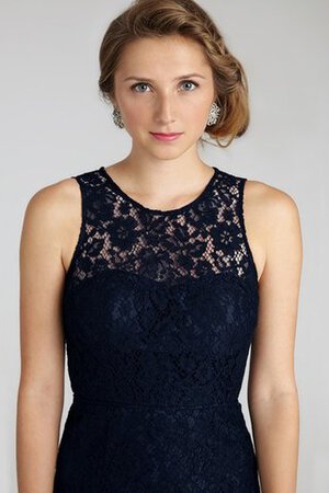 Robe demoiselle d'honneur manche nulle jusqu'au sol col ras du cou avec décoration dentelle - Photo 13
