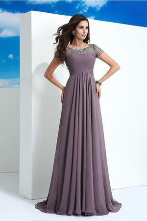Chiffon Natürliche Taile Formelles Anständiges Abendkleid mit kurzen Ärmeln - Bild 3
