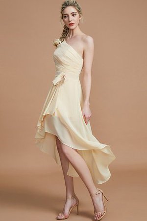 Robe demoiselle d'honneur courte avec zip manche nulle asymétrique avec chiffon - Photo 3