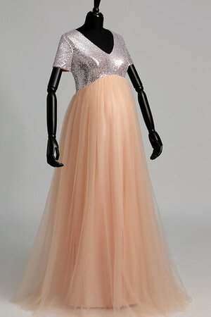 Robe de bal ruché avec perle a-ligne de lotus de traîne courte - Photo 6