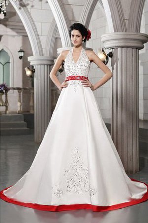 Robe de mariée longue a-ligne avec sans manches v encolure de princesse - Photo 1