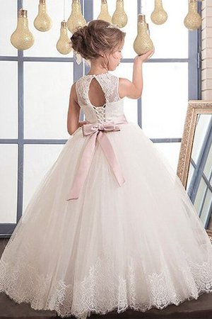 Robe de cortège enfant avec ruban avec sans manches ceinture en tulle avec fleurs - Photo 2