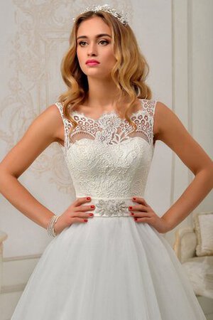 Vestido de Novia de Corte-A de Lazos de Encaje Adorno de Sin mangas de Hasta el suelo - Foto 3