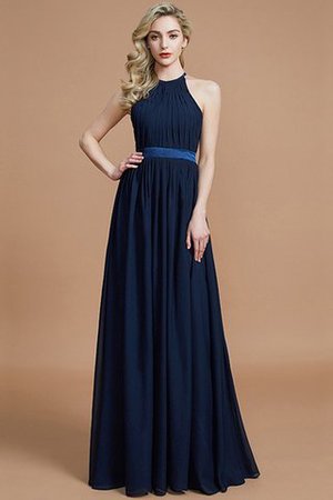 Robe demoiselle d'honneur manche nulle avec zip ruché jusqu'au sol en chiffon - Photo 15