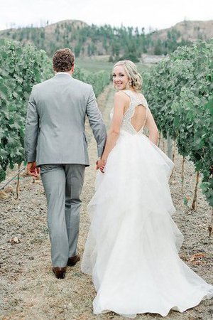 Robe de mariée vintage manche nulle de princesse bretelles spaghetti en tulle - Photo 2