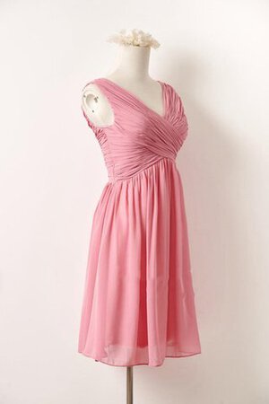 Robe demoiselle d'honneur facile ruché avec chiffon avec zip v encolure - Photo 3