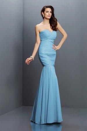 Chiffon Plissiertes Bodenlanges Brautjungfernkleid mit Herz-Ausschnitt mit Empire Taille - Bild 3