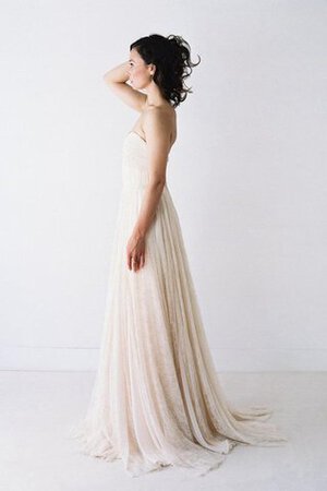 Sencillo Vestido de Novia en Encaje de Sin mangas de Plisado de Playa - Foto 2