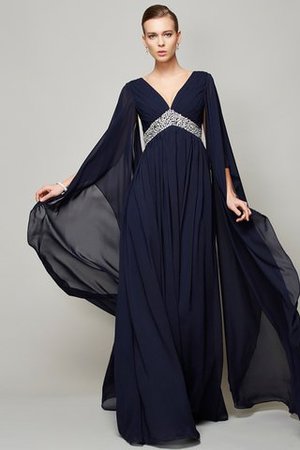 Robe de bal longue a-ligne avec perle longueur au ras du sol avec manche longue - Photo 1