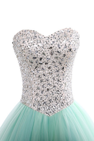 Duchesse-Linie Tüll Strand langes Quinceanera Kleid mit Kristall aus elastischer Satin - Bild 2