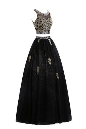 Halle Ärmelloses formelles exklusive Ballkleid mit Bordüre mit natürlicher Taille - Bild 5