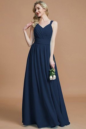 Ärmelloses Prinzessin A-Line Bodenlanges Brautjungfernkleid mit V-Ausschnitt - Bild 16