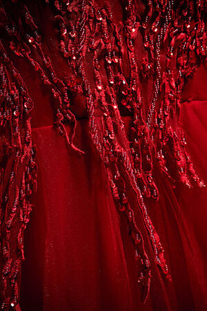 Klassisches Spaghetti Träger A-Linie Modisch Ballkleid mit Rücken Schnürung - Bild 9
