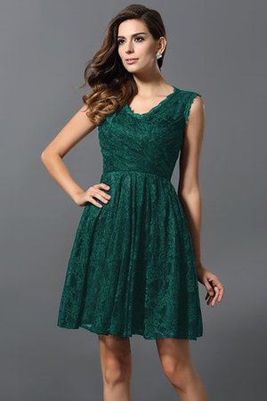 A-Line Prinzessin Reißverschluss Mini Brautjungfernkleid mit V-Ausschnitt - Bild 9