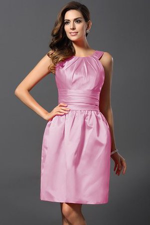 Satin Bateau Knielanges Brautjungfernkleid mit Natürlicher Taille mit Reißverschluss - Bild 24